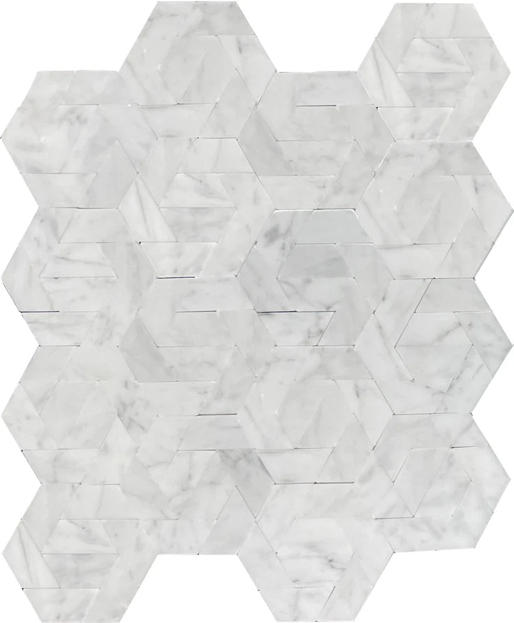 Emser TileEMSER TILE Bizou Damask on Mesh, Groutless Marble Mosaic White/White9" X 13"EMSER TILE Bizou Damask on Mesh, Groutless Marble Mosaic