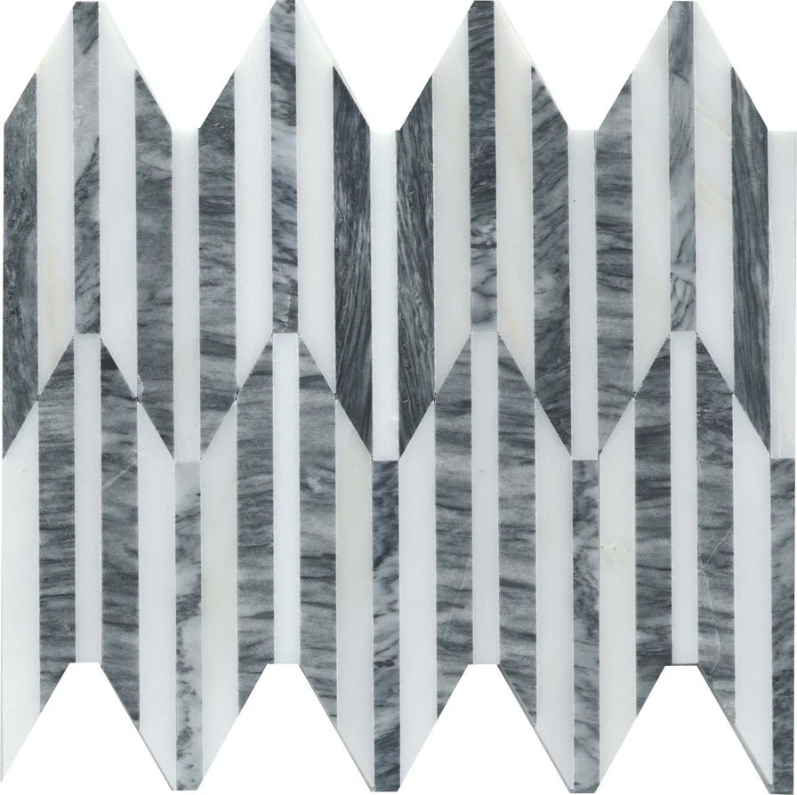 Emser TileEMSER TILE Bizou Peak on Mesh, Groutless Marble Mosaic White/Gray10" X 12"EMSER TILE Bizou Peak on Mesh, Groutless Marble Mosaic