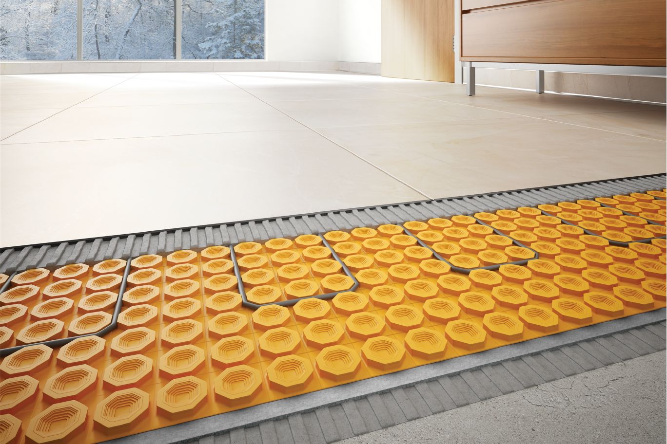 SCHLUTER SYSTEMSSchluter®-DITRA-HEAT-DUO Uncoupling membrane with integrated sound control and thermal break 8 mm (5/16")0.78 m² (8.4 ft²)Schluter®-DITRA-HEAT-DUO Uncoupling membrane with integrated sound control and thermal break