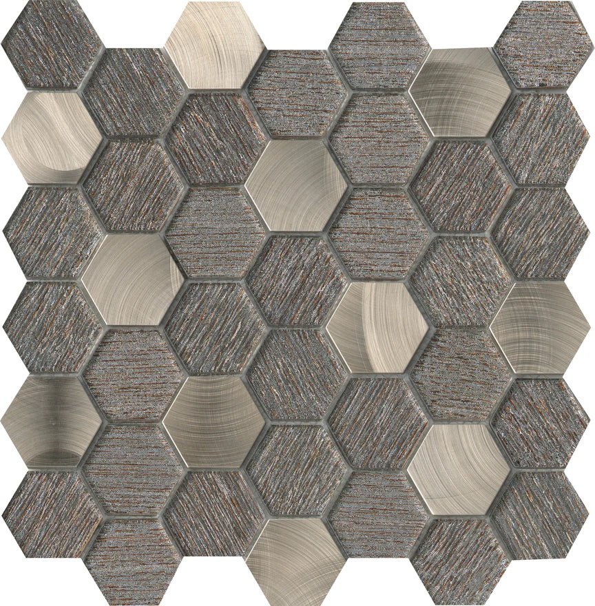 Emser TileEMSER TILE Glitz 2" on mesh, Glass and Metal Mix Mosaic Love12" X 12"EMSER TILE Glitz 2" on mesh, Glass and Metal Mix Mosaic