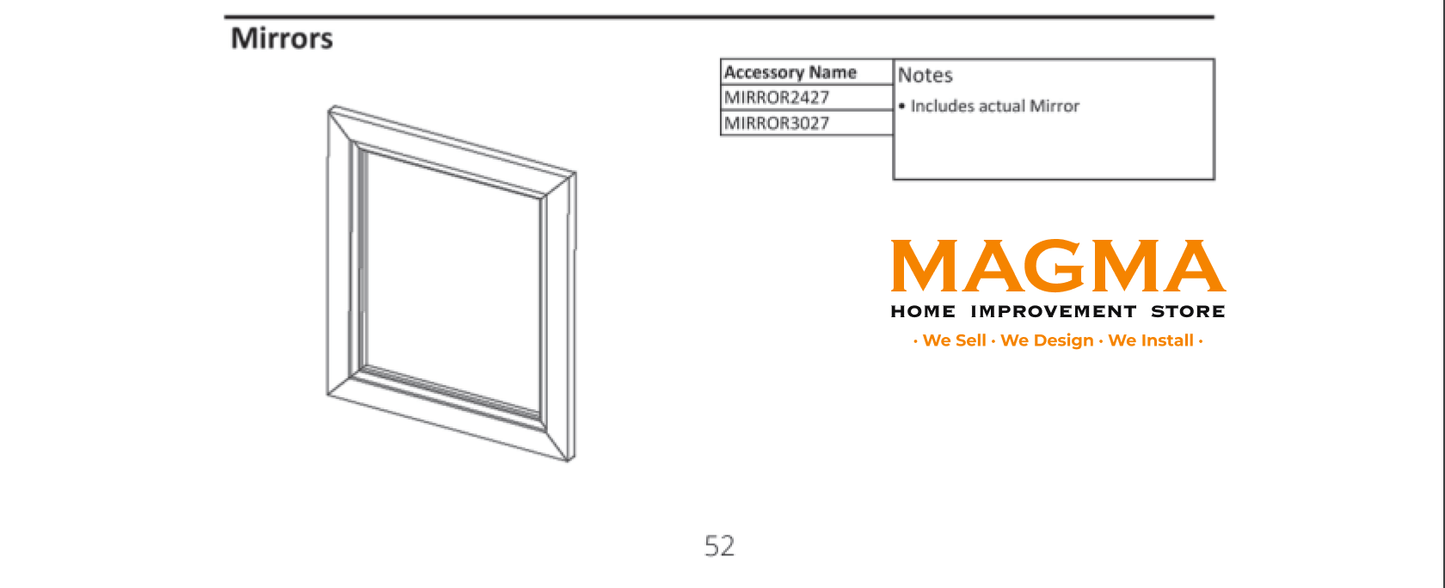 Highland CabinetsMirrors - Shaker Kitchen Cabinet WhiteMIRROR2427Mirrors - Shaker Kitchen Cabinet