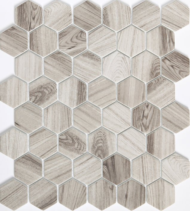 Emser TileECHO - Emser Tile Gray2" Hexagon on 12" x 14" Mosaic MeshECHO - Emser Tile