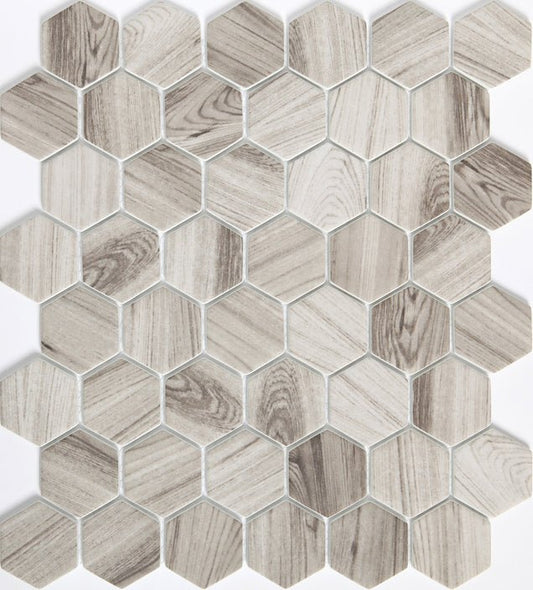 Emser TileECHO - Emser Tile Gray2" Hexagon on 12" x 14" Mosaic MeshECHO - Emser Tile