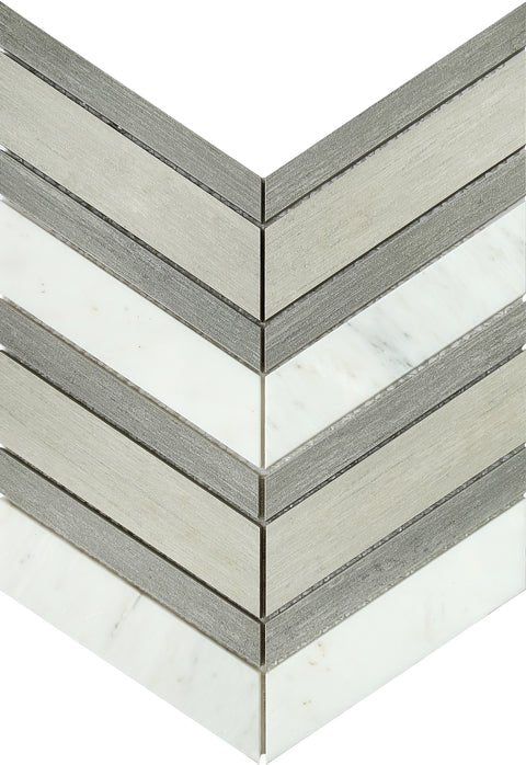 Emser TileINTRIGUE - Emser Tile Gray and FawnChevron 12" x 12" Mosaic MeshINTRIGUE - Emser Tile