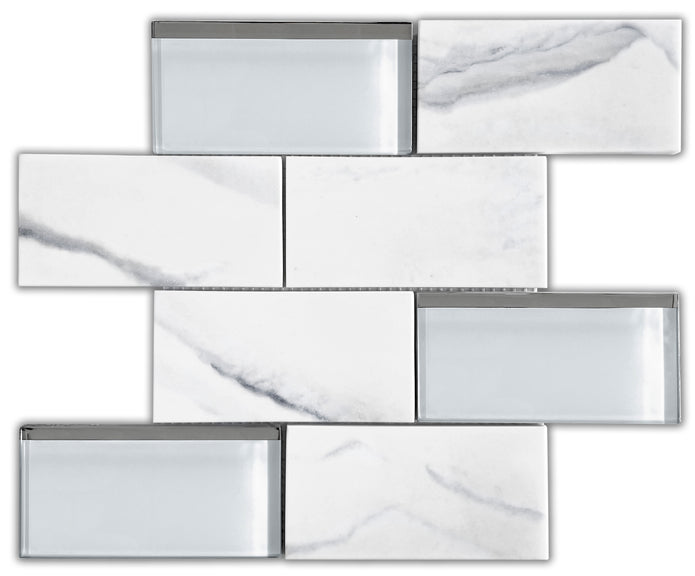 Emser TileL'AMOUR - Emser Tile White 3" x 6" Offset12" x 12" Mosaic MeshL'AMOUR - Emser Tile