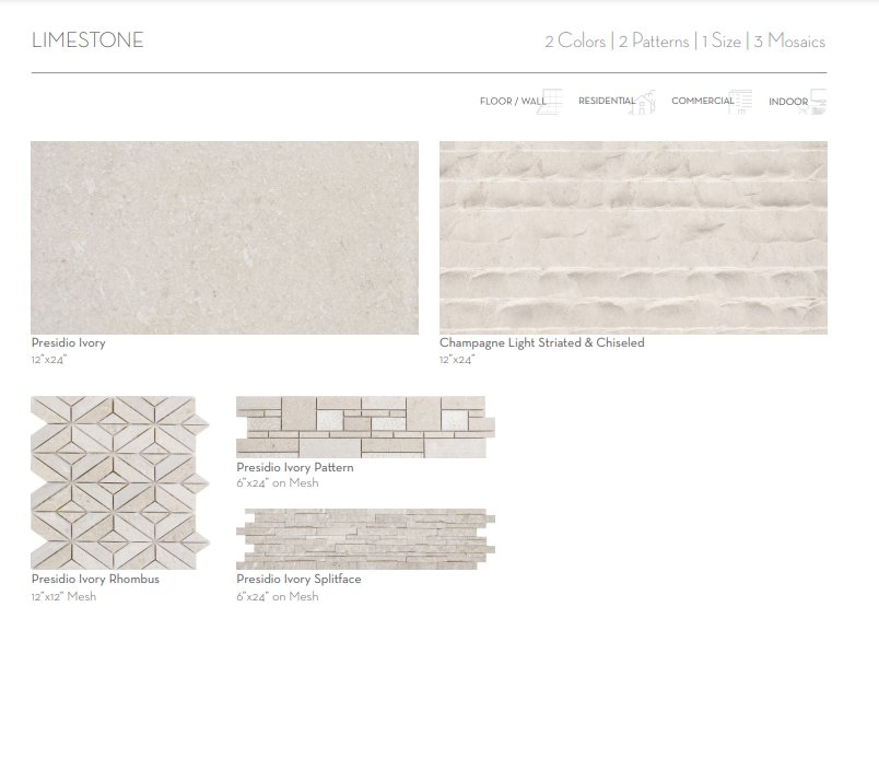 Emser TileLIMESTONE - Emser Tile Presidio Ivory12"x24"LIMESTONE - Emser Tile