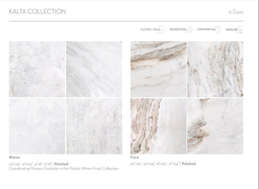 Emser TileMARBLE KALTA COLLECTION - Emser Tile Marble Kalta Bianco12" X 24"MARBLE KALTA COLLECTION - Emser Tile