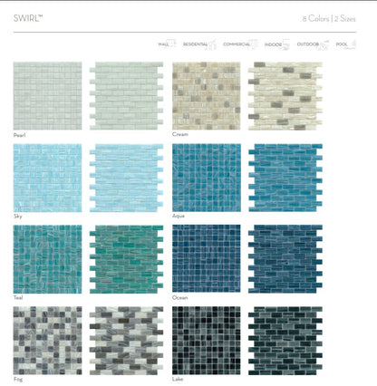 Emser TileSWIRL - Emser Tile Aqua1" x 1" MosaicSWIRL - Emser Tile