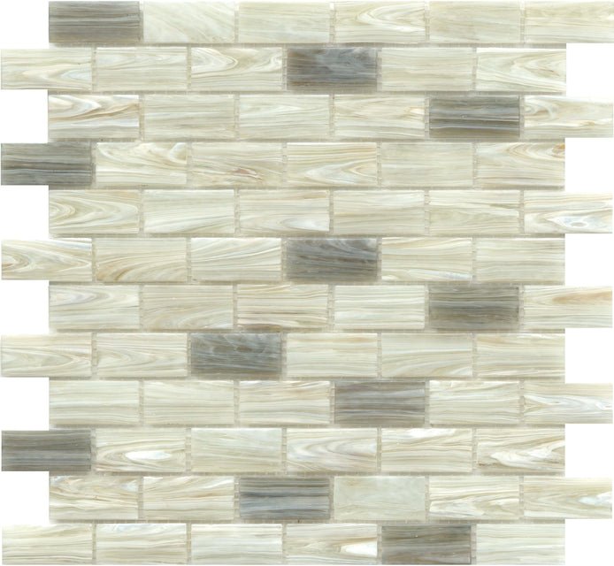 Emser TileSWIRL - GLASS MOSAIC - 1" by 1" mosaic Cream1 X 2 OffsetSWIRL - GLASS MOSAIC - 1" by 1" mosaic