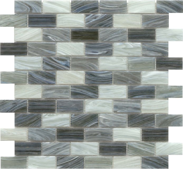 Emser TileSWIRL - GLASS MOSAIC - 1" by 1" mosaic Fog1 X 2 OffsetSWIRL - GLASS MOSAIC - 1" by 1" mosaic