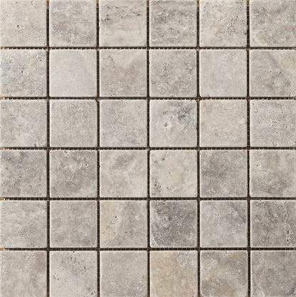 Emser TileTRAV ANCIENT TUMBLED - Emser Tile Trav Ancient Tumbled Silver2" x 2" on 12" x 12" Mosaic MeshTRAV ANCIENT TUMBLED - Emser Tile