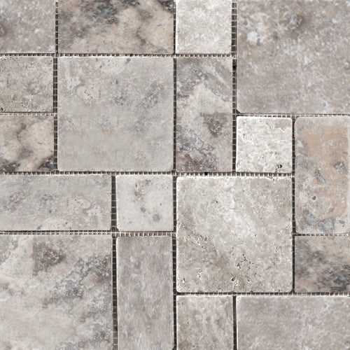 Emser TileTRAV ANCIENT TUMBLED - Emser Tile Trav Ancient Tumbled SilverMini Versailles on 12" x 12" Mosaic MeshTRAV ANCIENT TUMBLED - Emser Tile