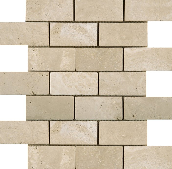 Emser TileTRAV ANCIENT TUMBLED - Emser Tile Trav Ancient Tumbled BeigeOffset 2" x 4" on 12" x 12" Mosaic MeshTRAV ANCIENT TUMBLED - Emser Tile