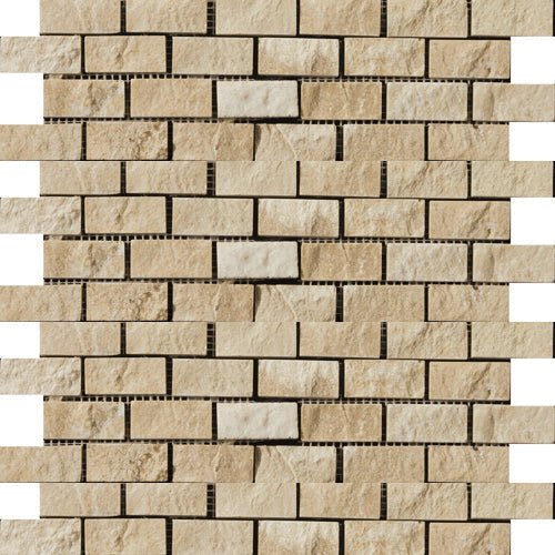 Emser TileTRAV ANCIENT TUMBLED - Emser Tile Trav Ancient Tumbled BeigeSplitface Offset 1" x 2" on 12" x 12" Mosaic MeshTRAV ANCIENT TUMBLED - Emser Tile