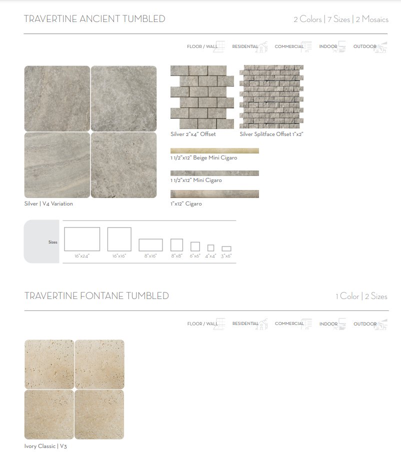 Emser TileTRAV FONTANE TUMBLED - Emser Tile Trav Fontane Tumbled Ivory Classic4"x4"TRAV FONTANE TUMBLED - Emser Tile