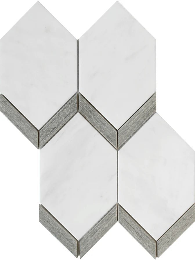 Emser TileEMSER TILE Intrigue Mosaic on Mesh, Porcelain, Glass, & Stone Mosaic Porcelain Picket Gray11" X 15"EMSER TILE Intrigue Mosaic on Mesh, Porcelain, Glass, & Stone Mosaic