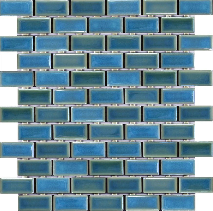 Emser TileEMSER TILE Afloat 1" x 2" Offset on mesh, Glazed Porcelain 1" x 2"TealEMSER TILE Afloat 1" x 2" Offset on mesh, Glazed Porcelain