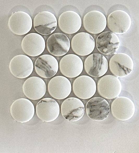 WPTBianco Penny Round Matte Porcelain Mosaic Tile Bianco Penny Round Matte Porcelain Mosaic Tile