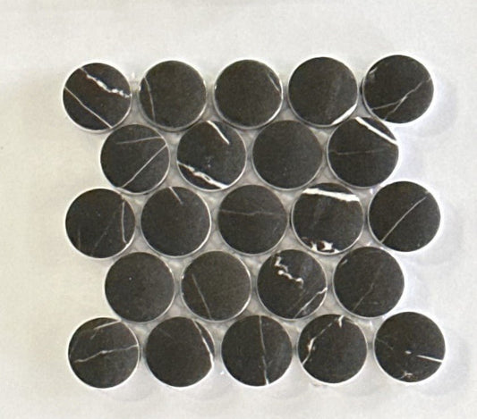 WPTNero Penny Round Matte Porcelain Mosaic Tile Nero Penny Round Matte Porcelain Mosaic Tile