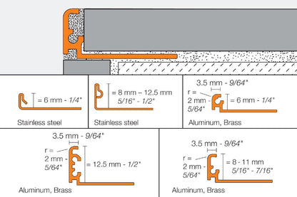 MAGMASCHLUTER SYSTEM Schluter®-JOLLY Finishing and edge-protection profile for outside wall corners and edges aluminumbeige6 mm (1/4")-2.5 m (8' 2-1/2")SCHLUTER SYSTEM Schluter®-JOLLY Finishing and edge-protection profile for outside wall corners and edges