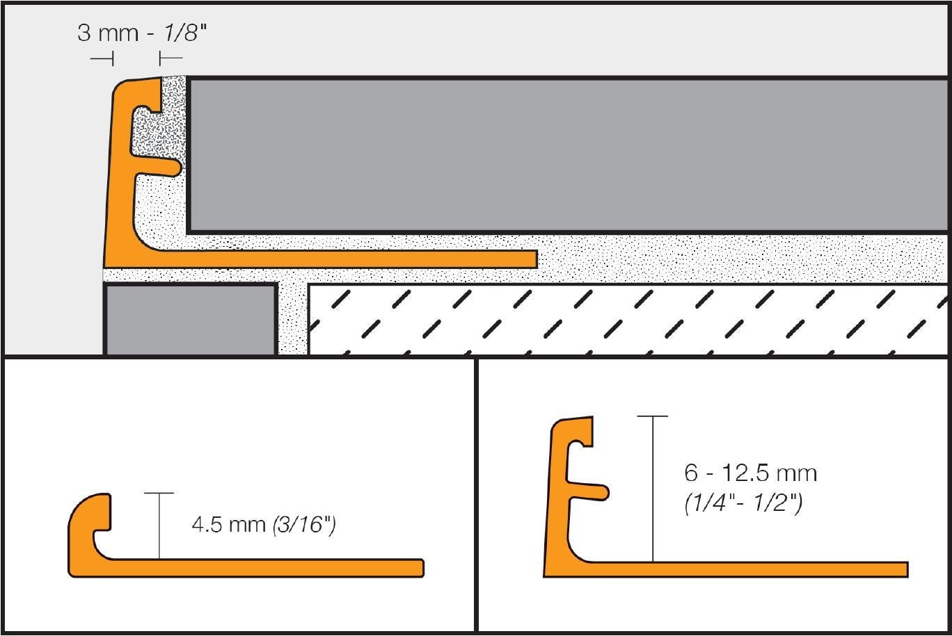 MAGMASCHLUTER SYSTEM Schluter®-JOLLY-P PVC profile for walls PVC Plasticbahama4.5 mm (3/16")-2.5 m (8' 2-1/2")SCHLUTER SYSTEM Schluter®-JOLLY-P PVC profile for walls