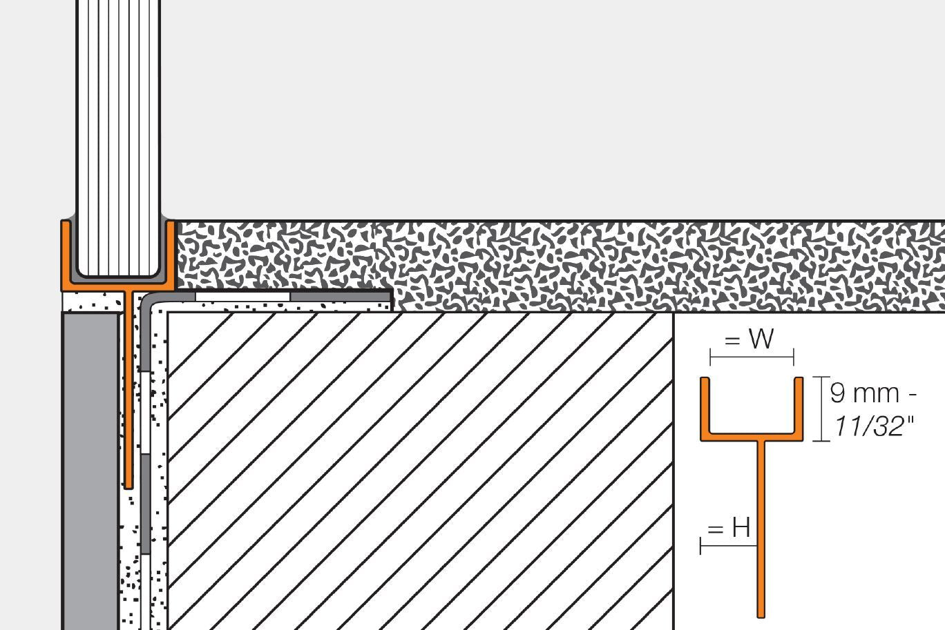 MAGMASCHLUTER SYSTEMS Schluter®-DECO-SGC Support profile for glass partitions in recessed showers aluminumsatin anodized8 mm (5/16")-12.5 mm (1/2")SCHLUTER SYSTEMS Schluter®-DECO-SGC Support profile for glass partitions in recessed showers