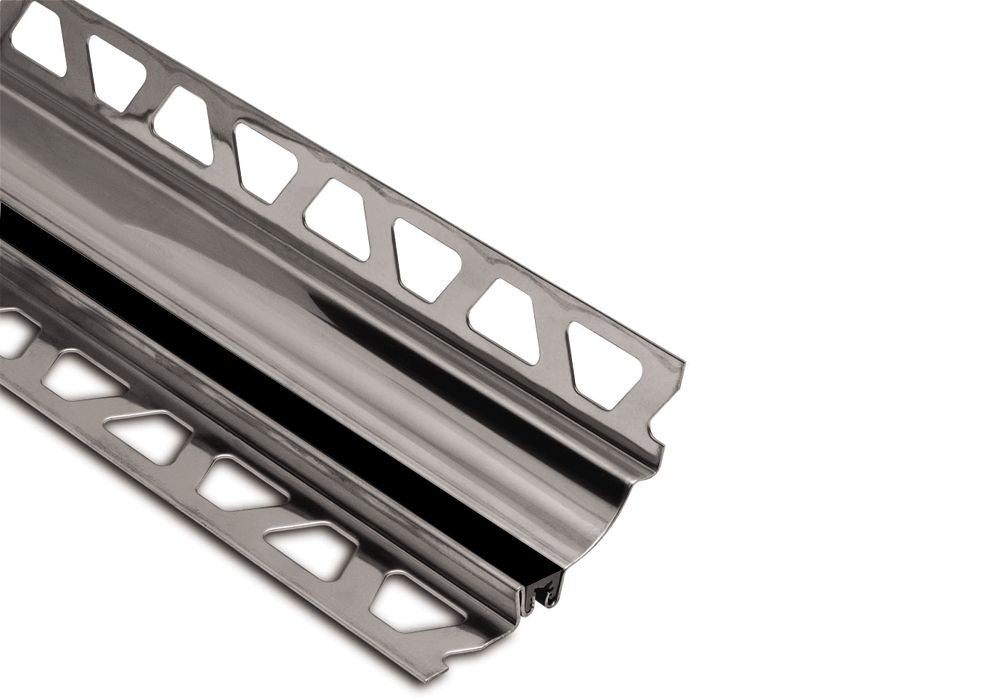 MAGMASCHLUTER SYSTEMS Schluter®-DILEX-HKS Stainless steel cove-shaped profile for floor/wall transitions stainless steel V2ABlack(U)8 mm (5/16")-7 mm (9/32")-250 cm (8' 2-1/2")SCHLUTER SYSTEMS Schluter®-DILEX-HKS Stainless steel cove-shaped profile for floor/wall transitions