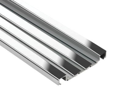 MAGMASCHLUTER SYSTEMS Schluter®-QUADEC-FS Edging profile with double rail for bonding accent tile aluminumpolished chrome anodizedSCHLUTER SYSTEMS Schluter®-QUADEC-FS Edging profile with double rail for bonding accent tile