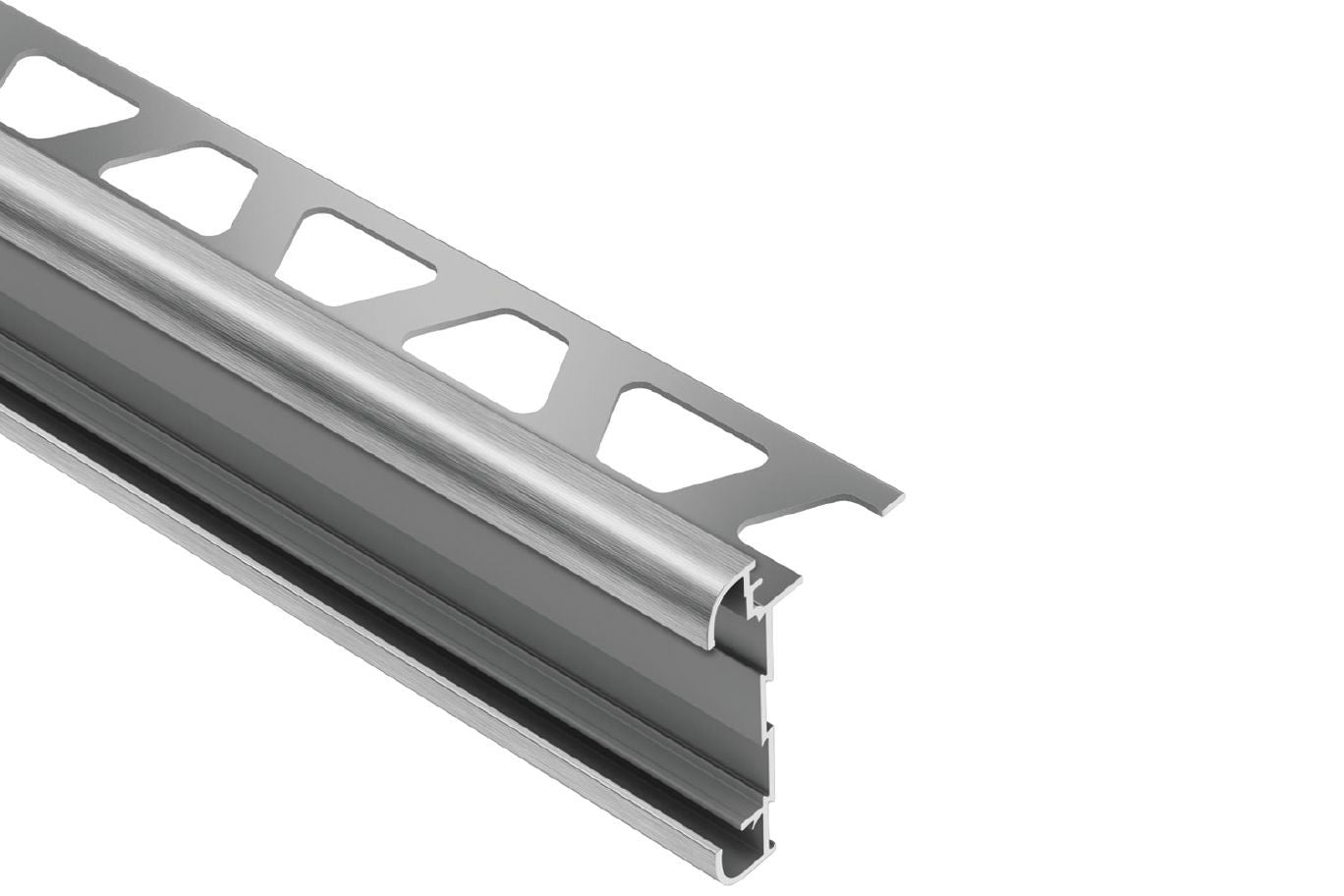 MAGMASCHLUTER SYSTEMS Schluter®-RONDEC-CT Sink rail profile for countertops with recessed section for bonding tile aluminumbrushed chrome anodized8 mm (5/16")-250 cm (8' 2-1/2")SCHLUTER SYSTEMS Schluter®-RONDEC-CT Sink rail profile for countertops with recessed section for bonding tile