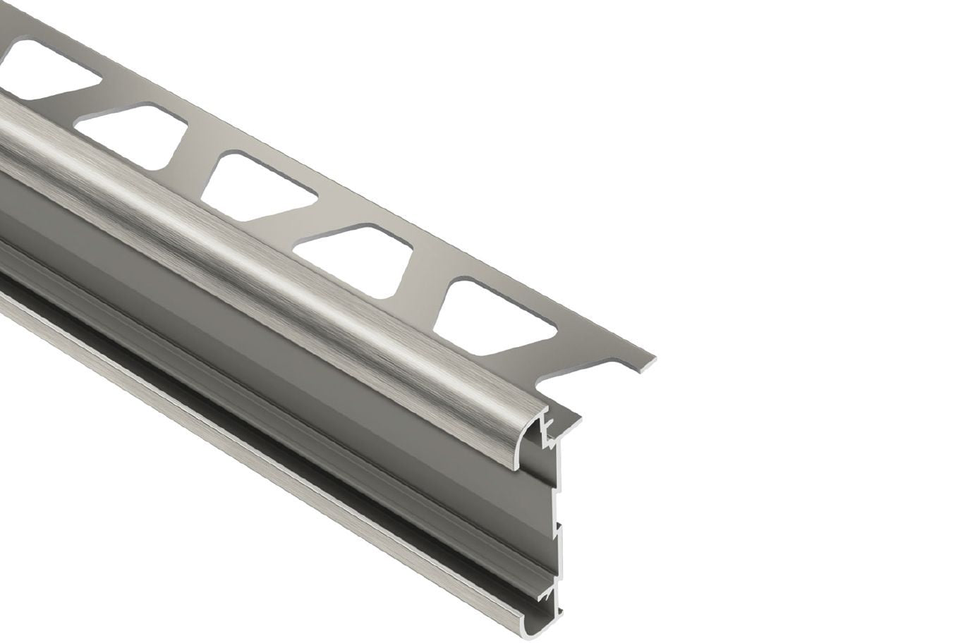 MAGMASCHLUTER SYSTEMS Schluter®-RONDEC-CT Sink rail profile for countertops with recessed section for bonding tile aluminumbrushed nickel anodized8 mm (5/16")-250 cm (8' 2-1/2")SCHLUTER SYSTEMS Schluter®-RONDEC-CT Sink rail profile for countertops with recessed section for bonding tile