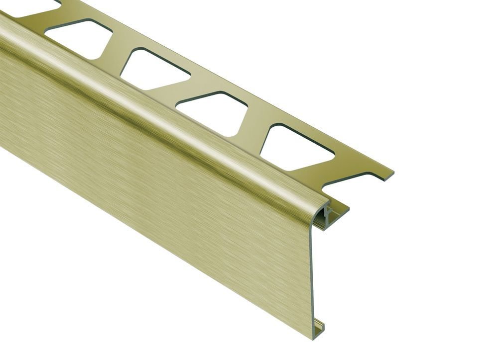 MAGMASCHLUTER SYSTEMS Schluter®-RONDEC-STEP Multi-functional profile covers the sub-assembly of countertops and stairs aluminumbrushed brass anodized8 mm (5/16")-39 mm (1-1/2")SCHLUTER SYSTEMS Schluter®-RONDEC-STEP Multi-functional profile covers the sub-assembly of countertops and stairs