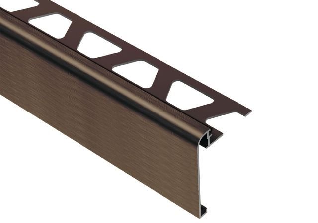 MAGMASCHLUTER SYSTEMS Schluter®-RONDEC-STEP Multi-functional profile covers the sub-assembly of countertops and stairs aluminumbrushed antique bronze anodized8 mm (5/16")-39 mm (1-1/2")SCHLUTER SYSTEMS Schluter®-RONDEC-STEP Multi-functional profile covers the sub-assembly of countertops and stairs