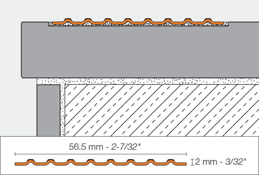 MAGMASCHLUTER SYSTEMS Schluter®-TREP-EFK Stainless steel stair profile with slip-resistant wear surface stainless steel V2Astainless steel250 cm (8' 2-1/2")SCHLUTER SYSTEMS Schluter®-TREP-EFK Stainless steel stair profile with slip-resistant wear surface