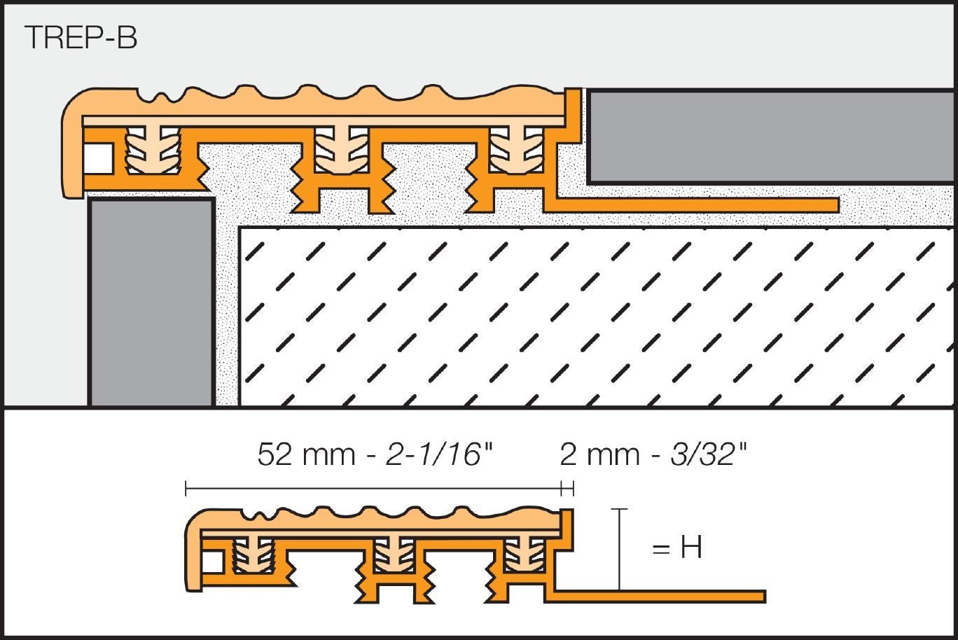 MAGMASCHLUTER SYSTEMS Schluter®-TREP-SE-S-B Stair-nosing profile with slip-resistant, thermoplastic rubber wear surface aluminumblack8 mm (5/16")-26 mm (1-1/32")- 150 cm (4' 11")SCHLUTER SYSTEMS Schluter®-TREP-SE-S-B Stair-nosing profile with slip-resistant, thermoplastic rubber wear surface