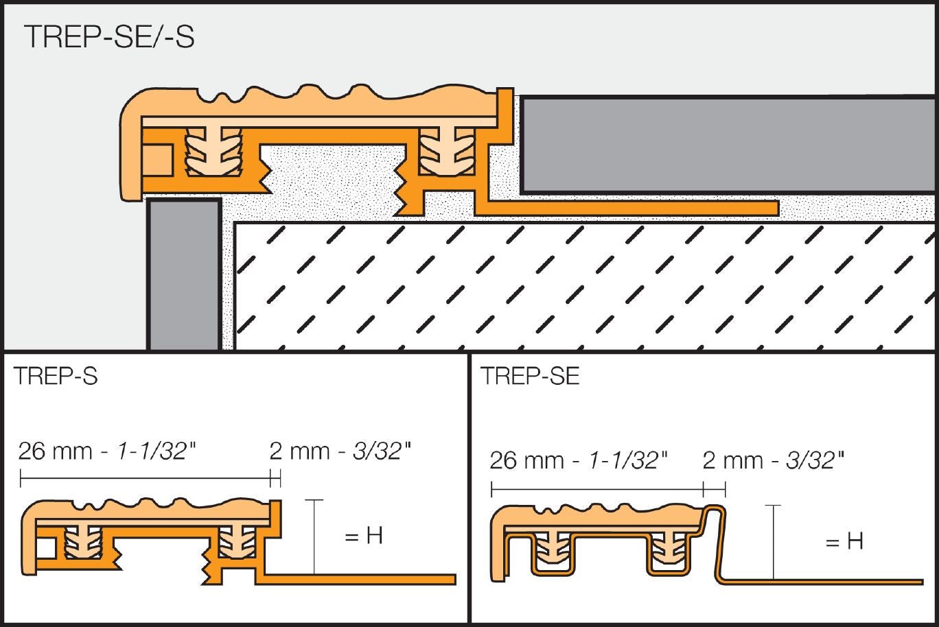 MAGMASCHLUTER SYSTEMS Schluter®-TREP-SE-S-B Stair-nosing profile with slip-resistant, thermoplastic rubber wear surface aluminumblack8 mm (5/16")-26 mm (1-1/32")- 150 cm (4' 11")SCHLUTER SYSTEMS Schluter®-TREP-SE-S-B Stair-nosing profile with slip-resistant, thermoplastic rubber wear surface