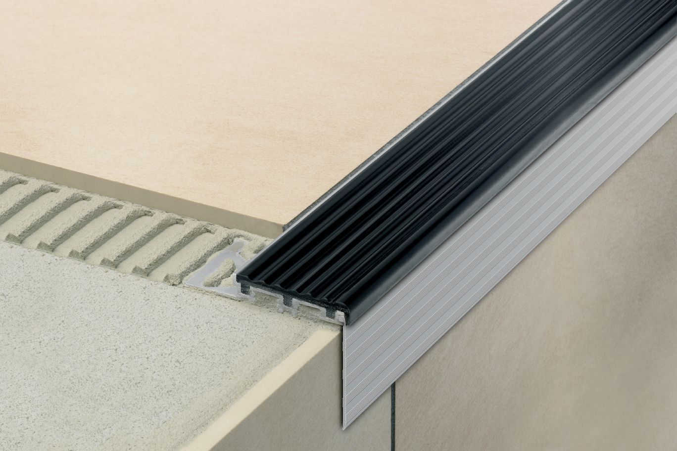 MAGMASCHLUTER SYSTEMS Schluter®-TREP-TAP Profile that integrates with TREP-S, TREP-B to conceal top of stair risers aluminumsatin anodized50 mm (2")-100 cm (3' 3")SCHLUTER SYSTEMS Schluter®-TREP-TAP Profile that integrates with TREP-S, TREP-B to conceal top of stair risers