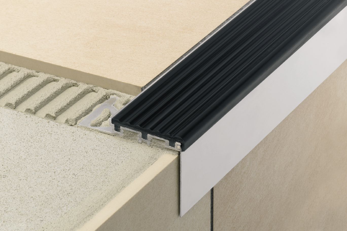 MAGMASCHLUTER SYSTEMS Schluter®-TREP-TAP Profile that integrates with TREP-S, TREP-B to conceal top of stair risers aluminumsatin anodized50 mm (2")-100 cm (3' 3")SCHLUTER SYSTEMS Schluter®-TREP-TAP Profile that integrates with TREP-S, TREP-B to conceal top of stair risers