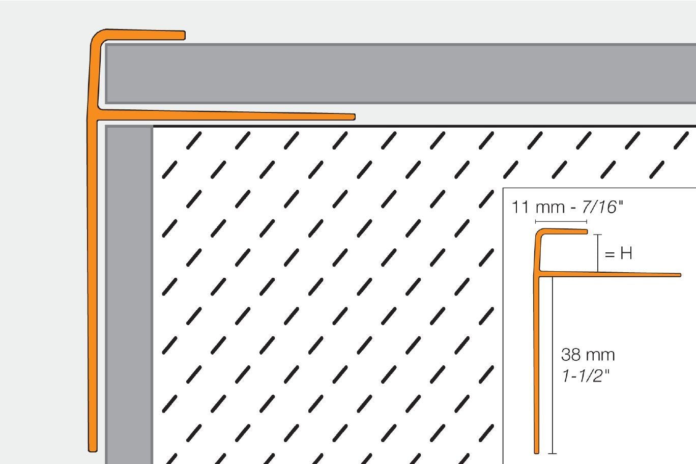 MAGMASCHLUTER SYSTEMS Schluter®-VINPRO-STEP-R Resilient surface finishing profile for stairs with elongated reveal for increased visibility aluminumbrushed antique bronze anodized3 mm (1/8 ")-250 cm (8' 2-1/2")SCHLUTER SYSTEMS Schluter®-VINPRO-STEP-R Resilient surface finishing profile for stairs with elongated reveal for increased visibility