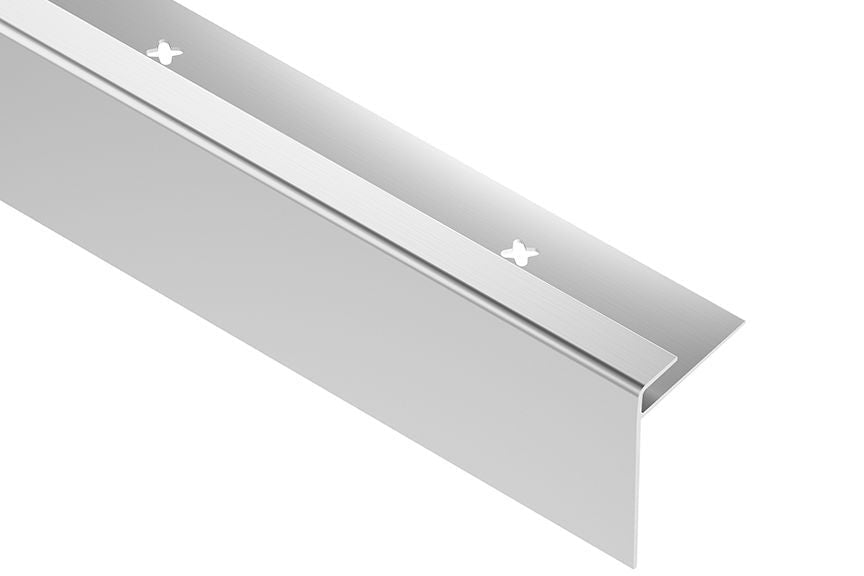 MAGMASCHLUTER SYSTEMS Schluter®-VINPRO-STEP-R Resilient surface finishing profile for stairs with elongated reveal for increased visibility aluminumbrushed chrome anodized3 mm (1/8 ")-250 cm (8' 2-1/2")SCHLUTER SYSTEMS Schluter®-VINPRO-STEP-R Resilient surface finishing profile for stairs with elongated reveal for increased visibility