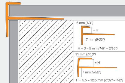 MAGMASCHLUTER SYSTEMS Schluter®-VINPRO-STEP Resilient surface finishing and edge-protection profile for stairs aluminumbrushed antique bronze anodized3 mm (1/8 ")-250 cm (8' 2-1/2")SCHLUTER SYSTEMS Schluter®-VINPRO-STEP Resilient surface finishing and edge-protection profile for stairs