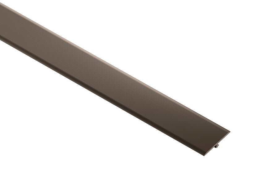 MAGMASCHLUTER SYSTEMS Schluter®-VINPRO-T Retrofit resilient surface floor profile for same-height transitions aluminumbrushed antique bronze anodized25 mm (1")SCHLUTER SYSTEMS Schluter®-VINPRO-T Retrofit resilient surface floor profile for same-height transitions