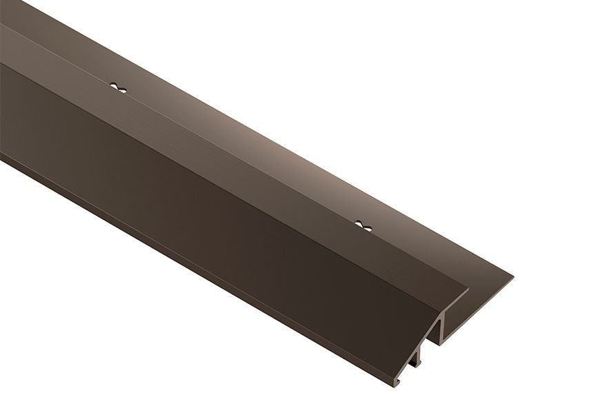 MEGMASCHLUTER SYSTEMS Schluter®-VINPRO-U Resilient surface floor profile for reducing to lower elevations aluminumbrushed antique bronze anodized5.5 mm (7/32 ")SCHLUTER SYSTEMS Schluter®-VINPRO-U Resilient surface floor profile for reducing to lower elevations