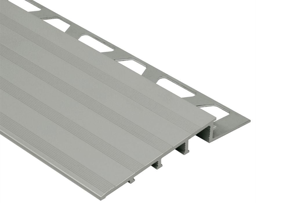 MAGMASCHLUTER SYSTEMS Schluter®-RENO-RAMP/-K Transition profile for reducing to lower elevations in commercial spaces aluminumsatin anodized10 mm (3/8")-64 mm (2-1/2")SCHLUTER SYSTEMS Schluter®-RENO-RAMP/-K Transition profile for reducing to lower elevations in commercial spaces