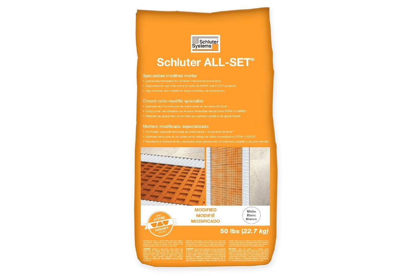 SCHLUTER SYSTEMSSchluter ALL-SET® Specialized Modified Thin-set Mortar white22.7 kg (50 lbs)Schluter ALL-SET® Specialized Modified Thin-set Mortar