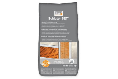 SCHLUTER SYSTEMSSchluter SET® Premium Unmodified Thin-set Mortar white22.7 kg (50 lbs)Schluter SET® Premium Unmodified Thin-set Mortar