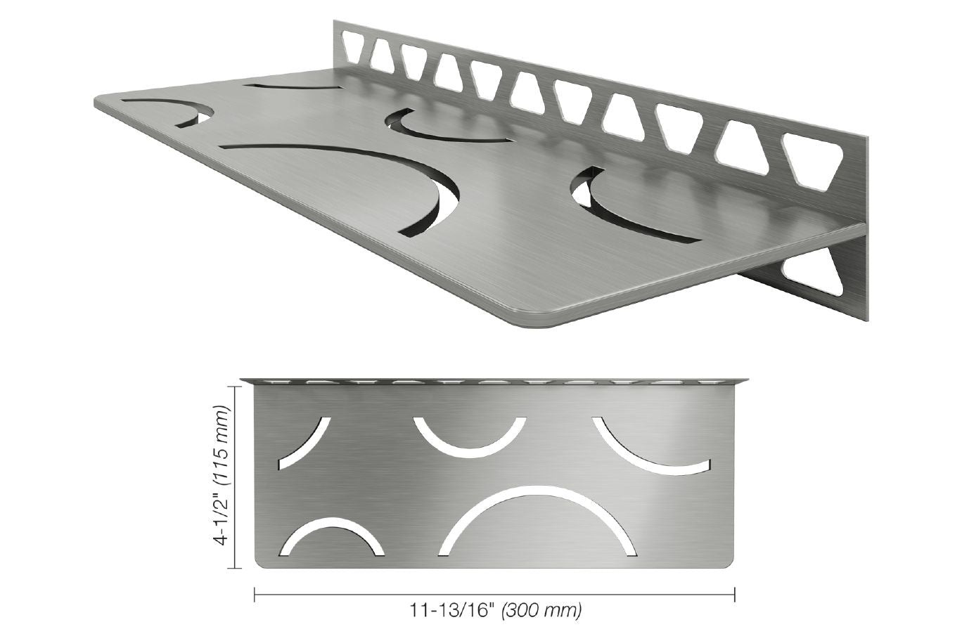 SCHLUTER SYSTEMSSchluter®-SHELF-W Rectangular shelf for tiled walls stainless steel V2Abrushed stainless steelcurveSchluter®-SHELF-W Rectangular shelf for tiled walls