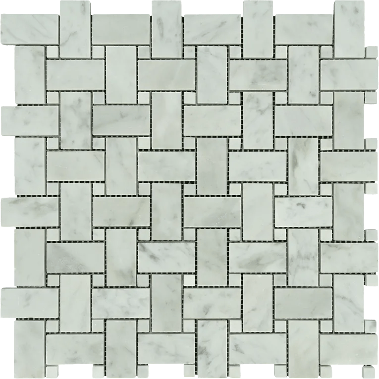 Arizona TileARIZONA TILE Bianco Carrara Bianco CarraraBasketweave w/White Dot MeshPolishedARIZONA TILE Bianco Carrara