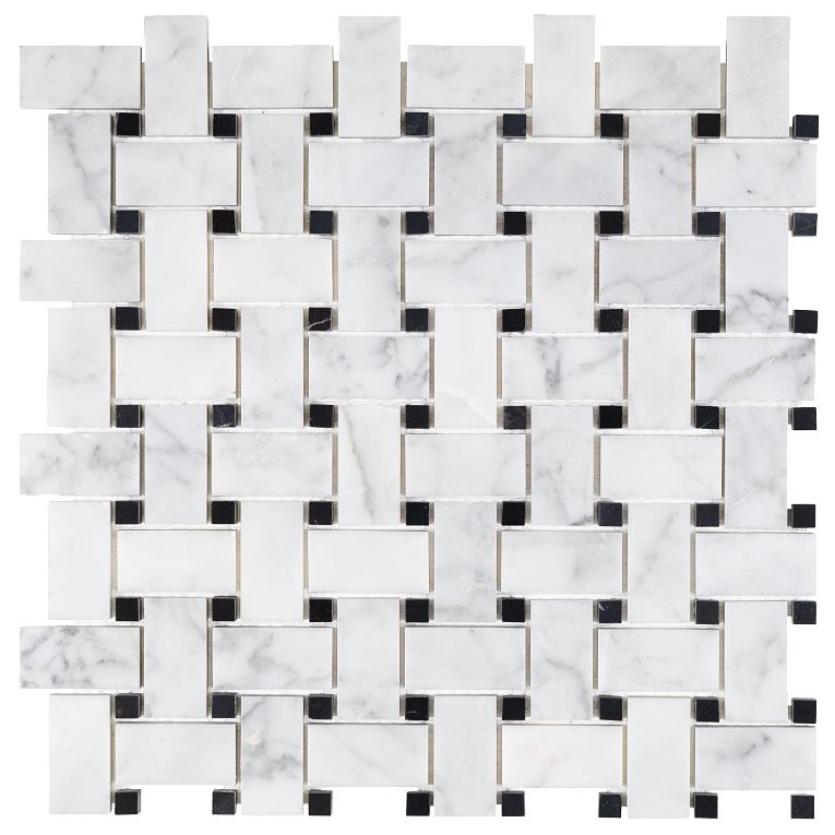 Arizona TileARIZONA TILE Bianco Carrara Bianco CarraraBasketweave w/Black DotPolishedARIZONA TILE Bianco Carrara