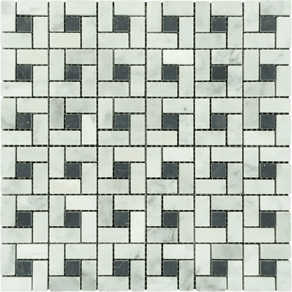 Arizona TileARIZONA TILE Bianco Carrara Bianco CarraraPinwheel w/Black Dot MeshHonedARIZONA TILE Bianco Carrara