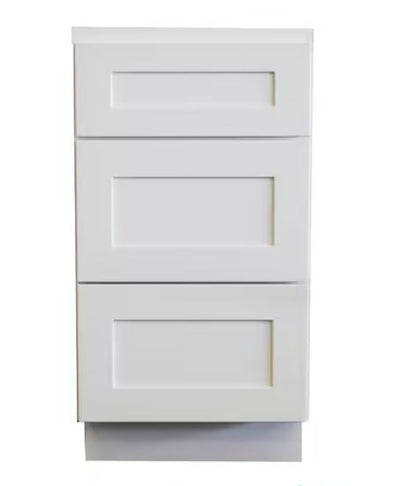 Highland CabinetsVanity Drawer Base Cabinet, 3 Drawers - Shaker Kitchen Cabinet WhiteVDB12Vanity Drawer Base Cabinet, 3 Drawers - Shaker Kitchen Cabinet